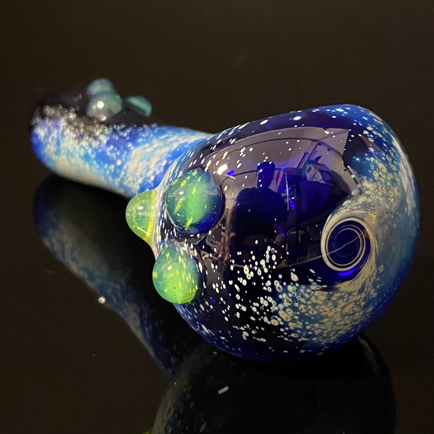 Galaxy Pipe Cobalt Space Pipe Fumed Cobalt Glass Pipe, Heady Hand Blown with Slyme