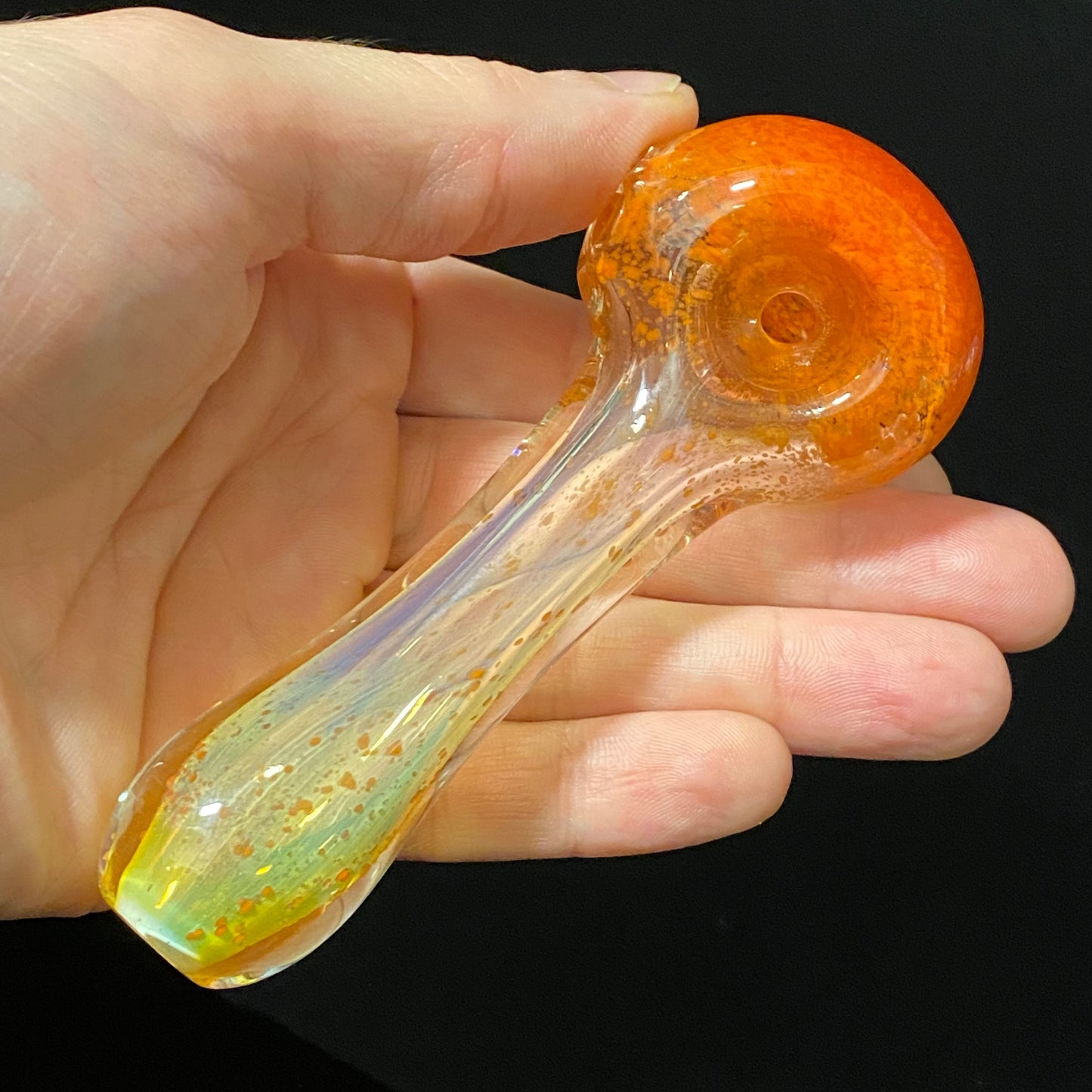 Extra Heavy Orange Inside Out Color Changing Silver Fumed Glass Heady Pipe Hand Blown