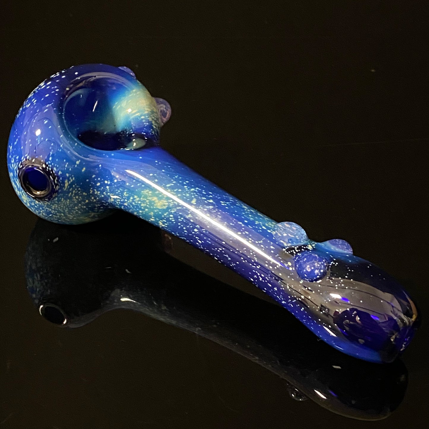 Galaxy Pipe Cobalt Space Pipe Fumed Cobalt Glass Pipe, Heady Hand Blown with Slyme