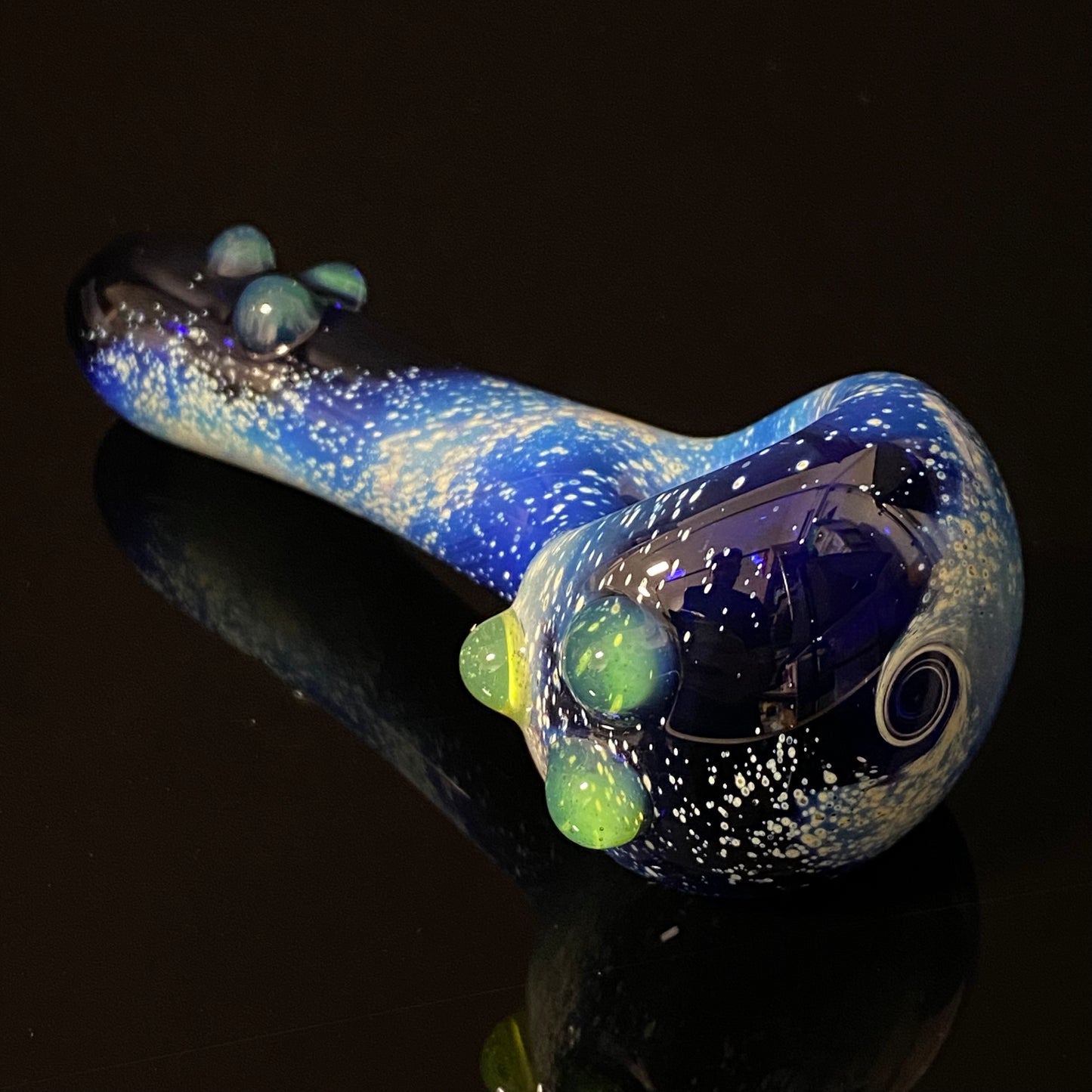 Galaxy Pipe Cobalt Space Pipe Fumed Cobalt Glass Pipe, Heady Hand Blown with Slyme