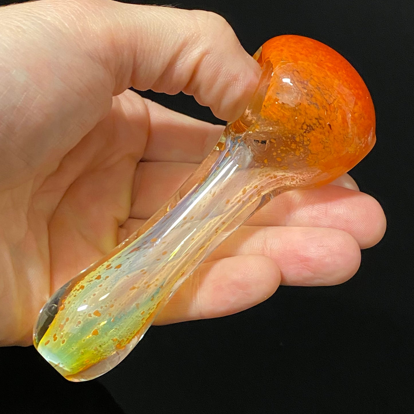 Extra Heavy Orange Inside Out Color Changing Silver Fumed Glass Heady Pipe Hand Blown