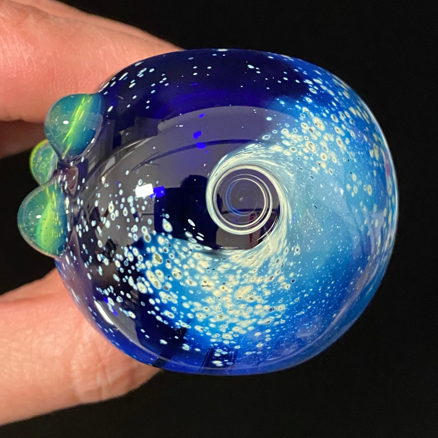 Galaxy Pipe Cobalt Space Pipe Fumed Cobalt Glass Pipe, Heady Hand Blown with Slyme