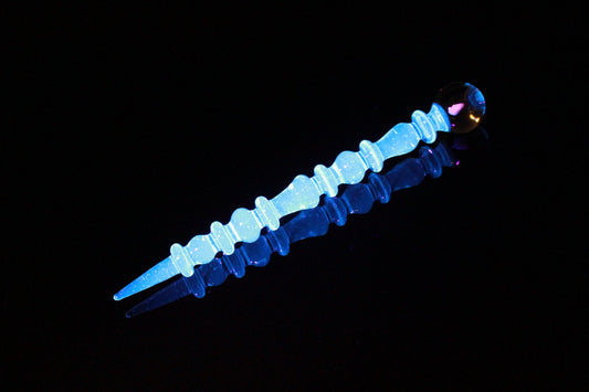 Blue UV  Blacklight Glow Opal Art Glass Perfume Dabber