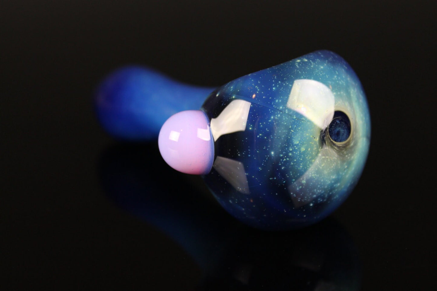 Galaxy Pipe Cobalt Space Pipe Space Fumed Cobalt Glass Pipe, Heady Hand Blown with Pink Slyme