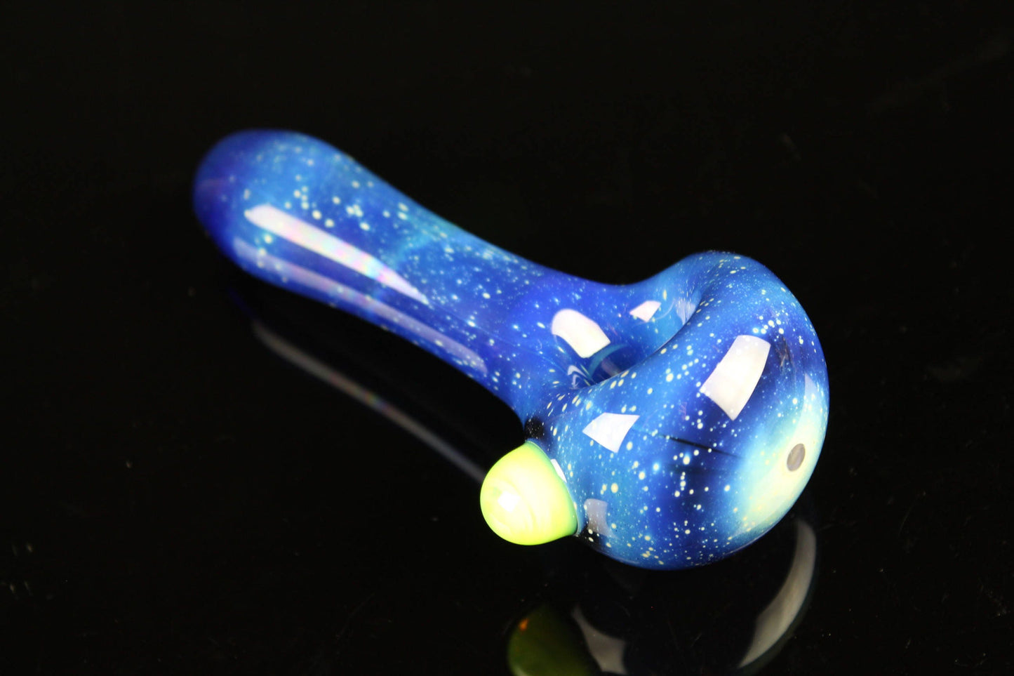 Galaxy Pipe Cobalt Space Pipe Fumed Cobalt Glass Pipe, Heady Hand Blown with Slyme