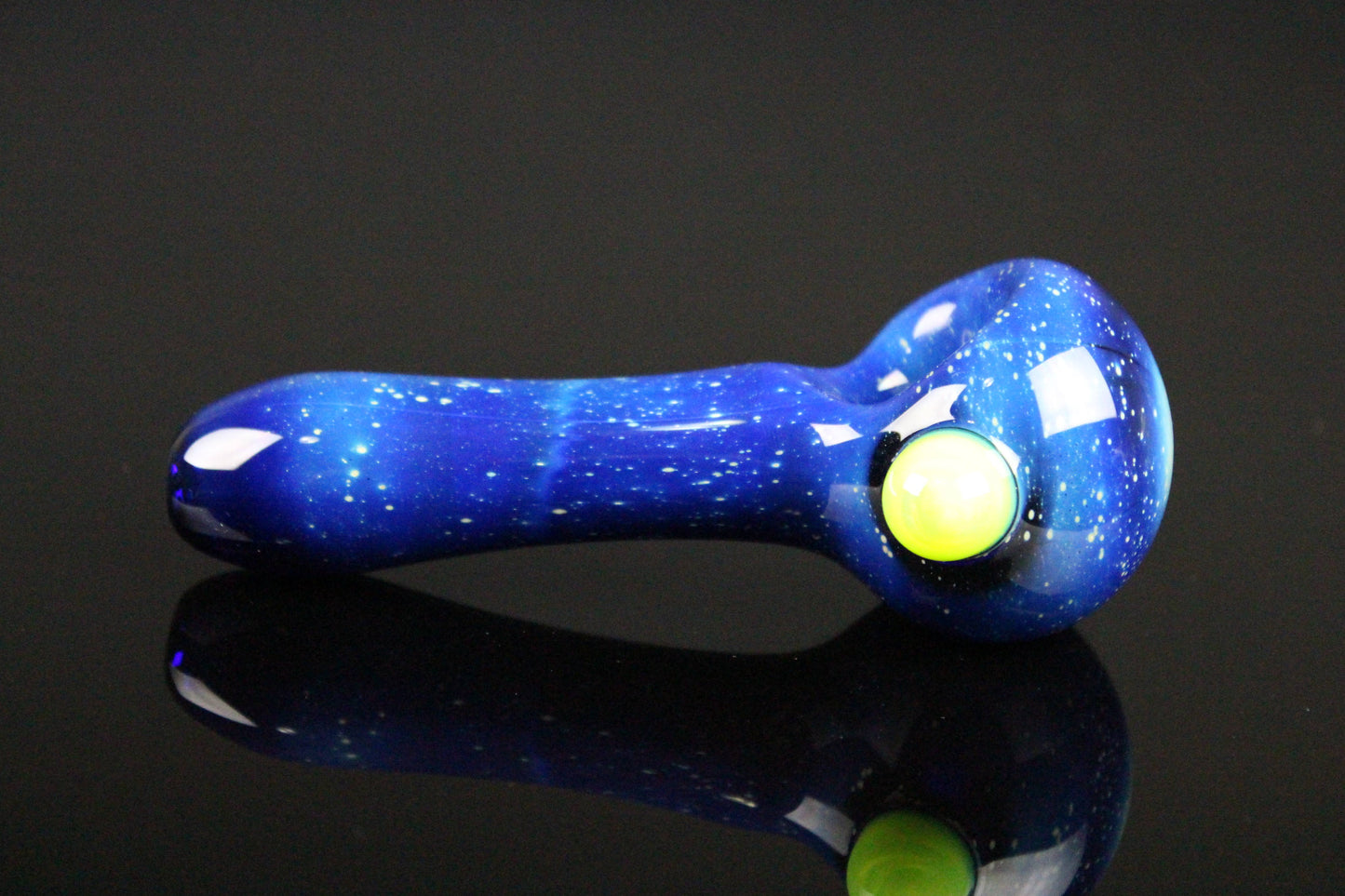 Galaxy Pipe Cobalt Space Pipe Fumed Cobalt Glass Pipe, Heady Hand Blown with Slyme