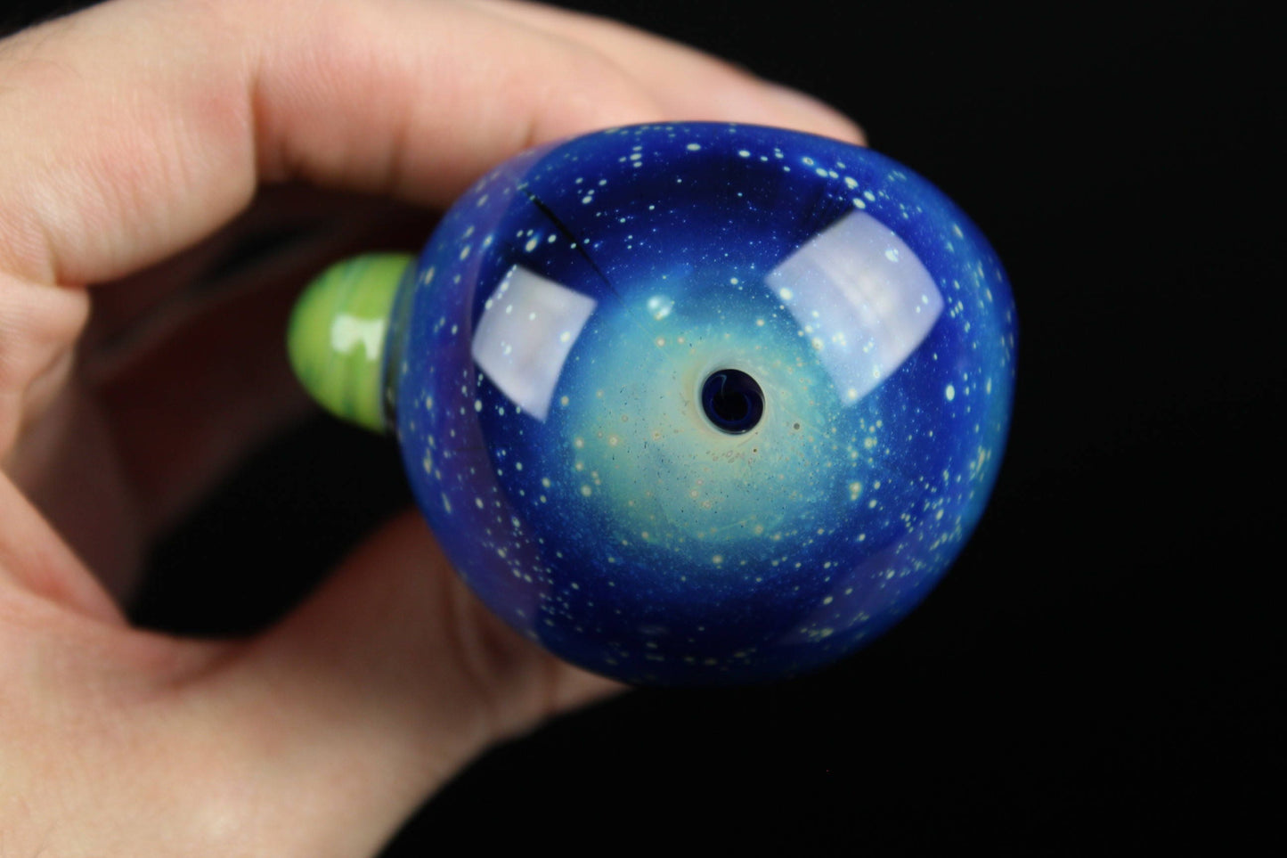 Galaxy Pipe Cobalt Space Pipe Fumed Cobalt Glass Pipe, Heady Hand Blown with Slyme