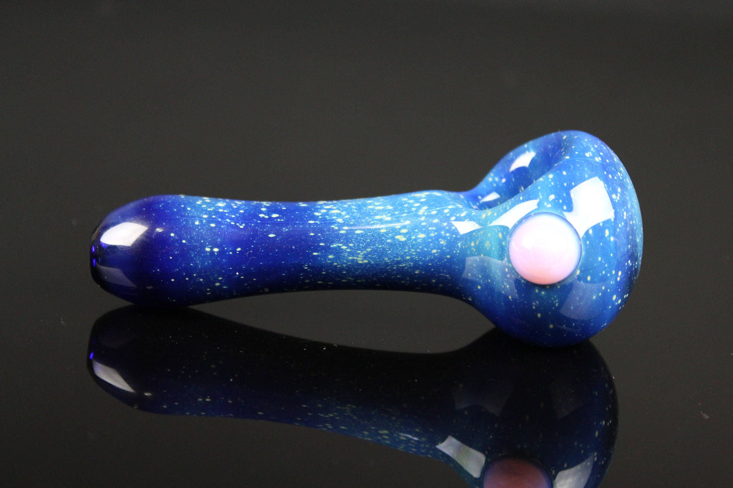 Galaxy Pipe Cobalt Space Pipe Space Fumed Cobalt Glass Pipe, Heady Hand Blown with Pink Slyme