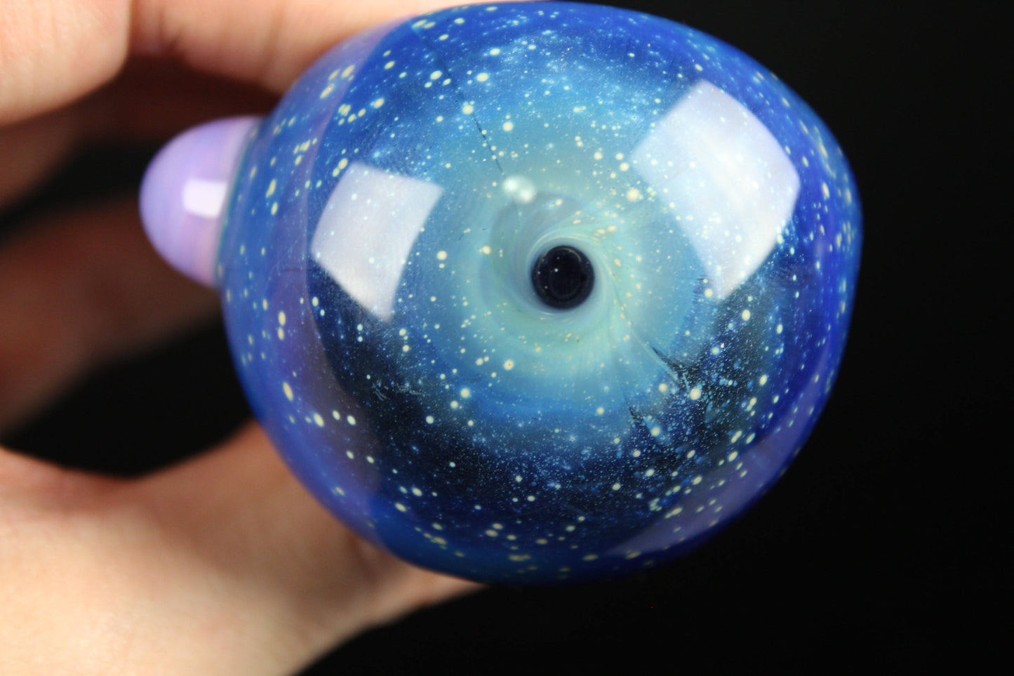 Galaxy Pipe Cobalt Space Pipe Space Fumed Cobalt Glass Pipe, Heady Hand Blown with Pink Slyme