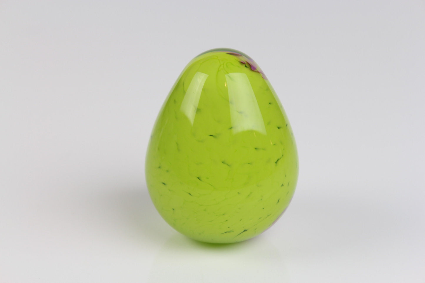 Glass Egg Paperweight Green & Purple Hand Made