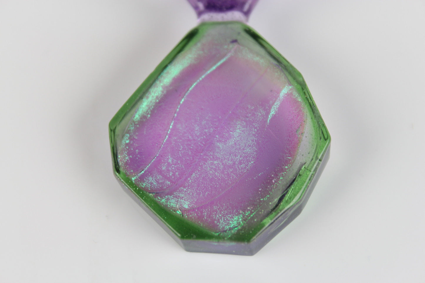 Tourmaline Watermelon Slice Dichro Glass Pendant Necklace Hand Made