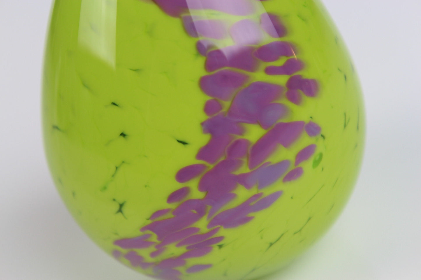 Glass Egg Paperweight Green & Purple Hand Made