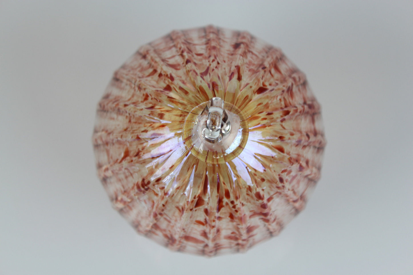 Glass Ornament - Copper Ruby Specks with an Optic Ridge Design Hand Blown