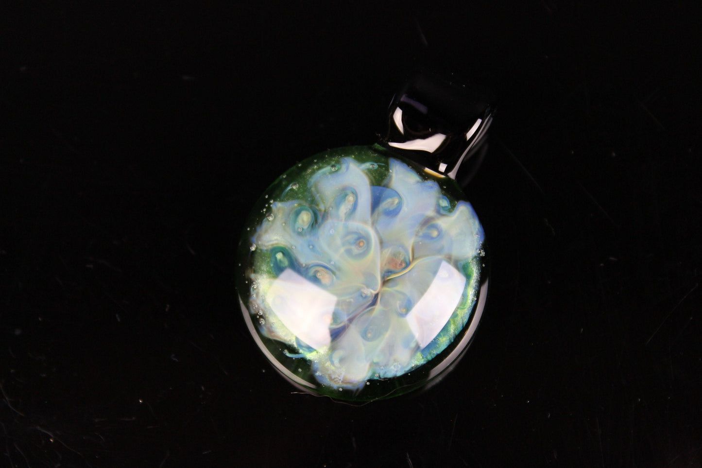 Hand Made Glass Fume Implosion Pendant Necklace Made here in the Pacific Northwest