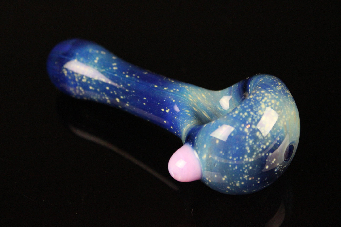 Galaxy Pipe Cobalt Space Pipe Space Fumed Cobalt Glass Pipe, Heady Hand Blown with Pink Slyme