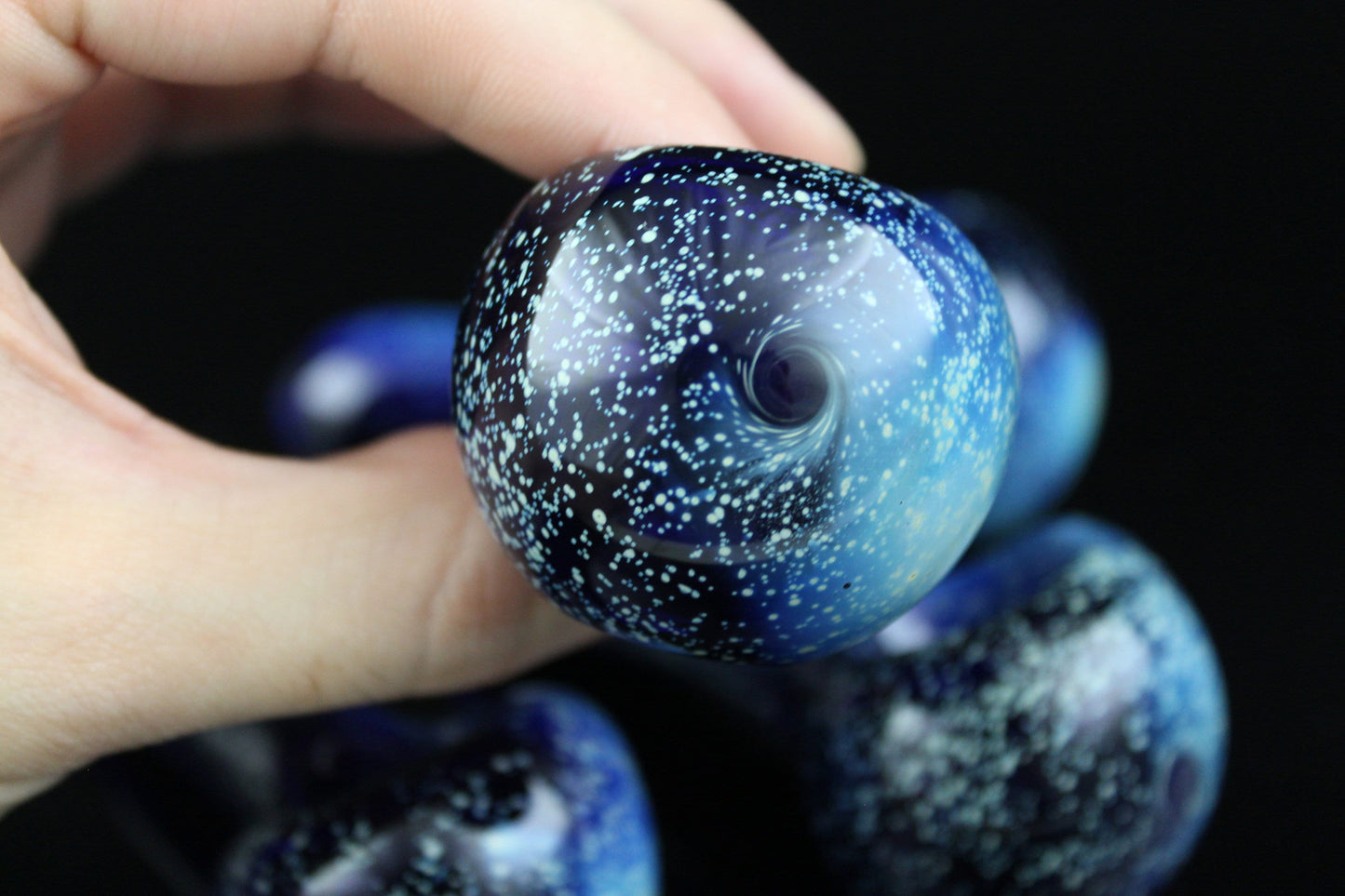 Small Galaxy Pipe Cobalt Space Pipe Pure Silver Fumed Glass Pipe, Heady Hand Blown