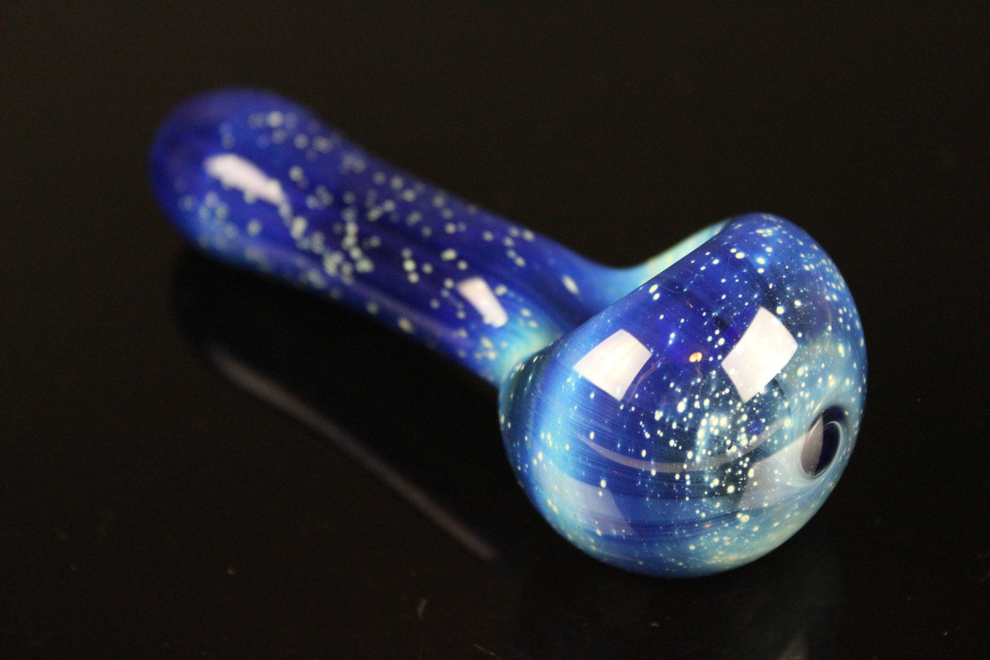 Small Galaxy Pipe Cobalt Space Pipe Pure Silver Fumed Glass Pipe, Heady Hand Blown