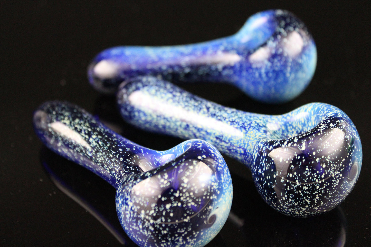 Small Galaxy Pipe Cobalt Space Pipe Pure Silver Fumed Glass Pipe, Heady Hand Blown