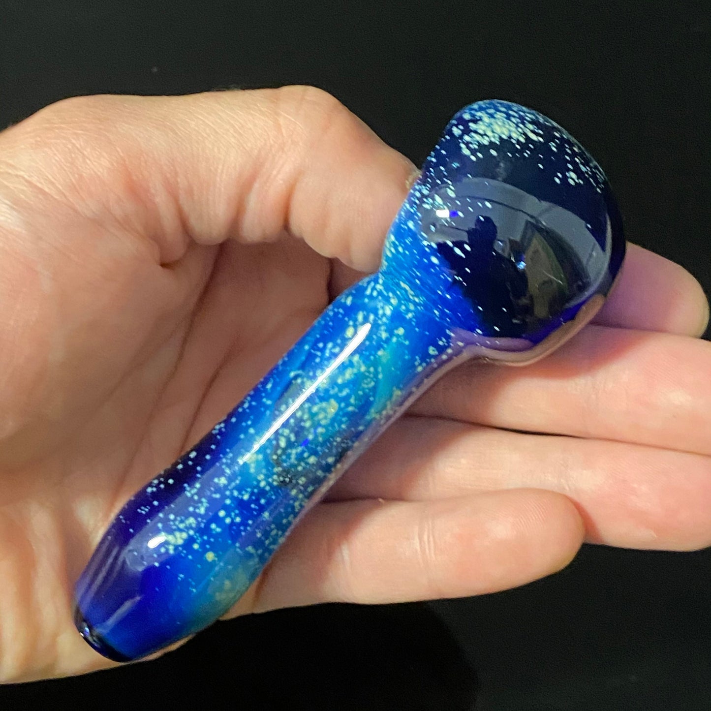 Small Galaxy Pipe Cobalt Space Pipe Pure Silver Fumed Glass Pipe, Heady Hand Blown