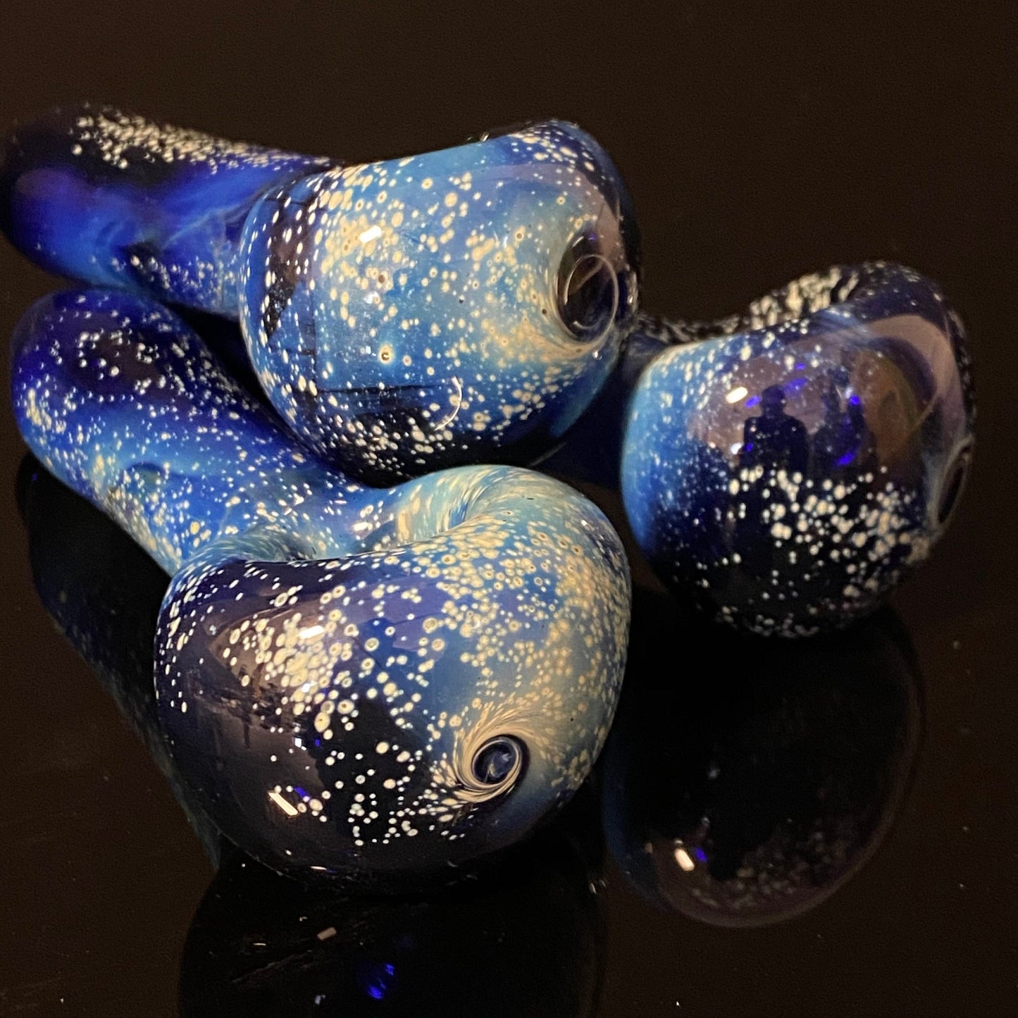 Small Galaxy Pipe Cobalt Space Pipe Pure Silver Fumed Glass Pipe, Heady Hand Blown