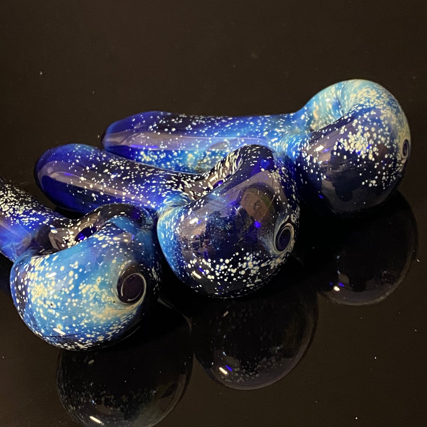 Small Galaxy Pipe Cobalt Space Pipe Pure Silver Fumed Glass Pipe, Heady Hand Blown