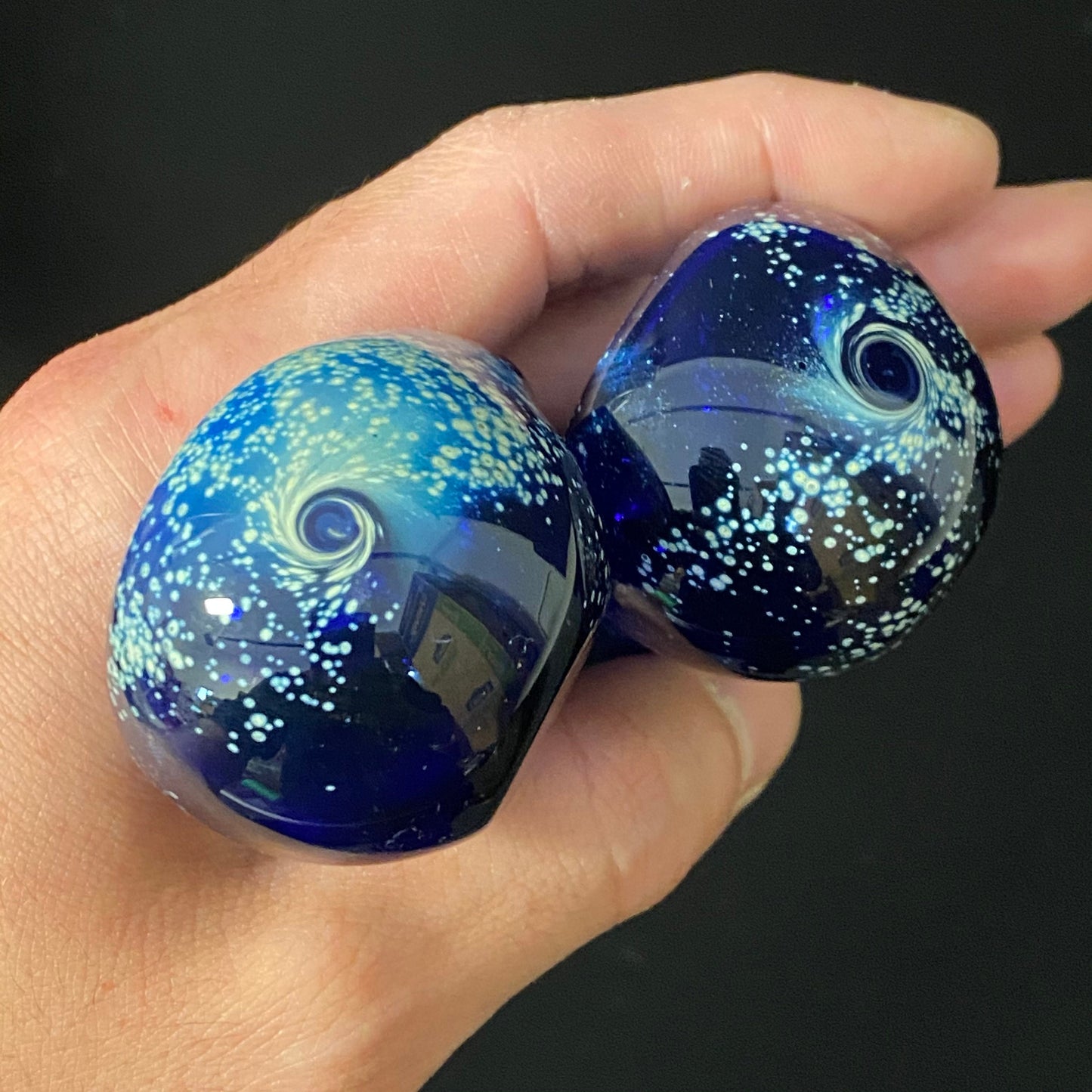 Small Galaxy Pipe Cobalt Space Pipe Pure Silver Fumed Glass Pipe, Heady Hand Blown