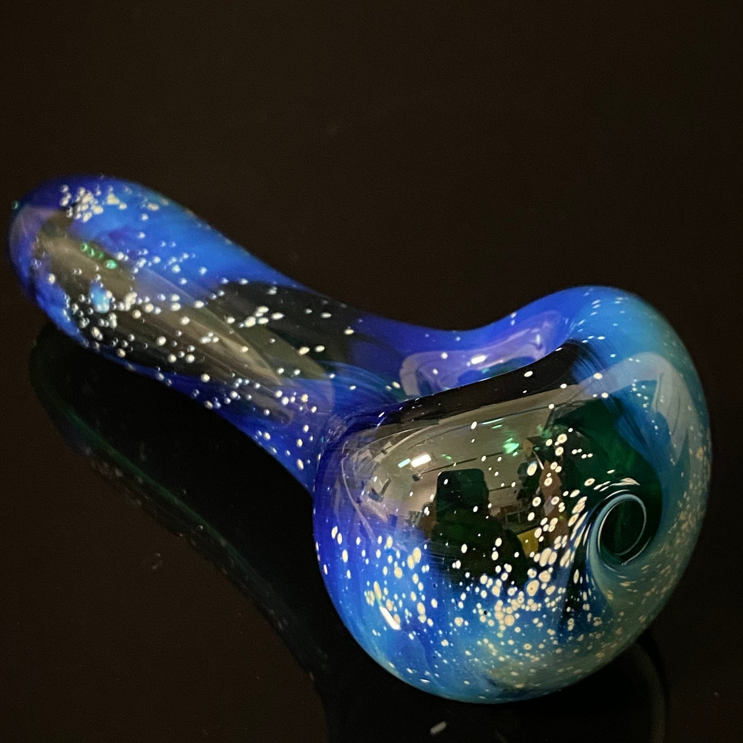 Galaxy Pipe Green Space Pipe Pure Silver Fumed Glass Pipe, Heady Hand Blown