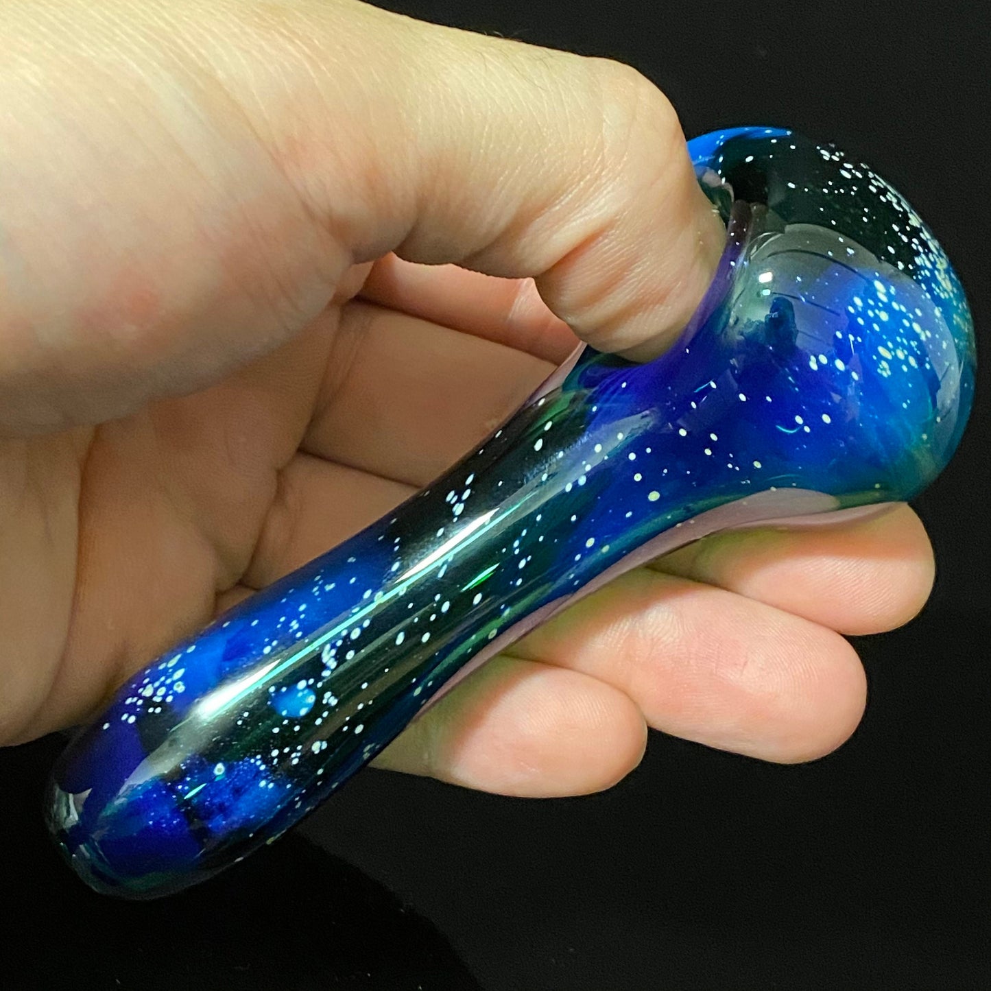 Galaxy Pipe Green Space Pipe Pure Silver Fumed Glass Pipe, Heady Hand Blown