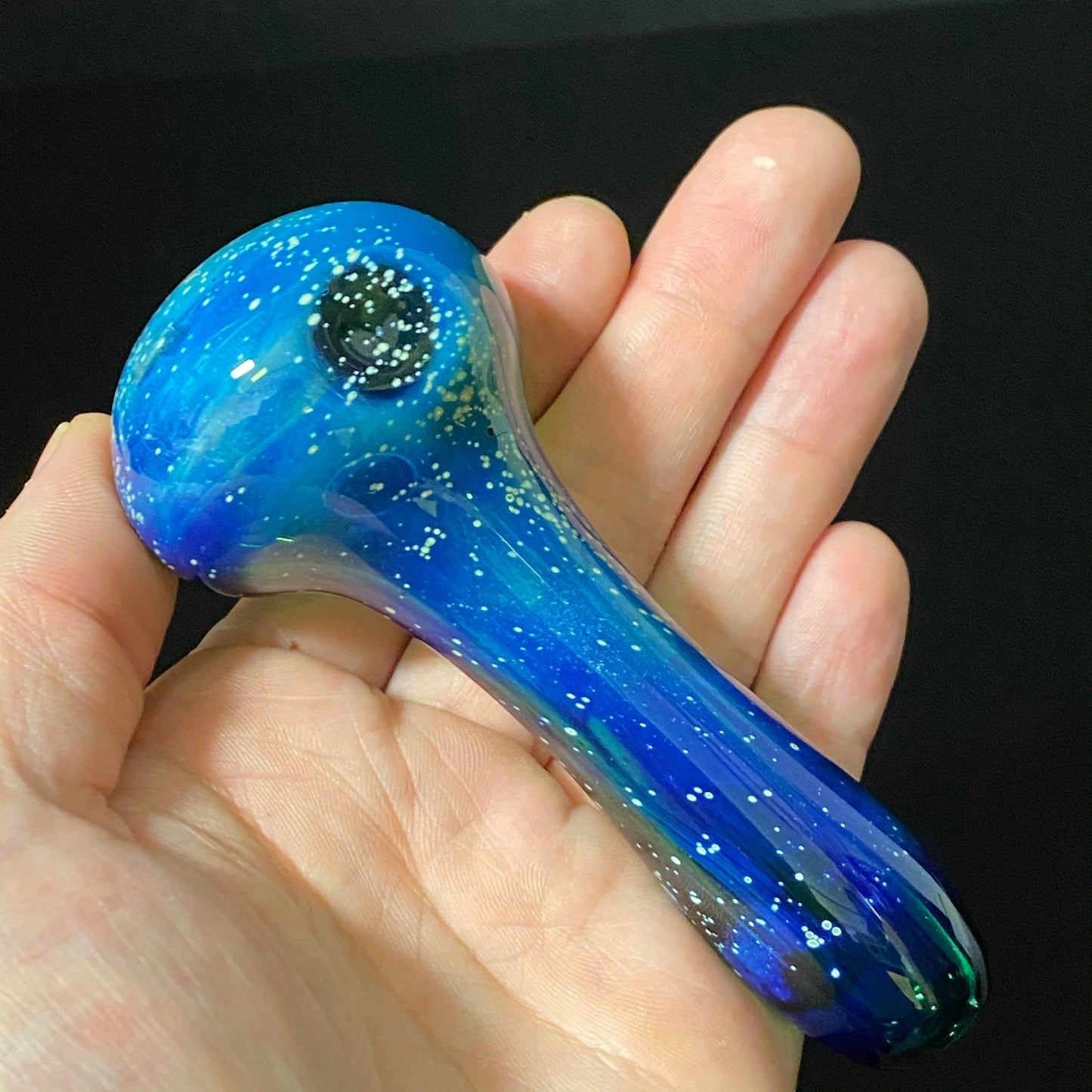 Galaxy Pipe Green Space Pipe Pure Silver Fumed Glass Pipe, Heady Hand Blown