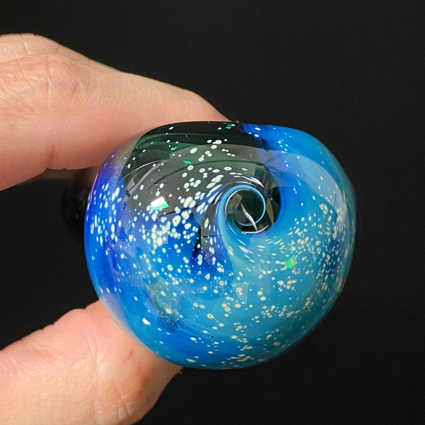 Galaxy Pipe Green Space Pipe Pure Silver Fumed Glass Pipe, Heady Hand Blown