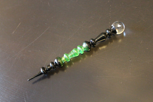 Opal Green Stardust (Green Sparkle) Art Glass Perfume Dauber , Opal (encased)